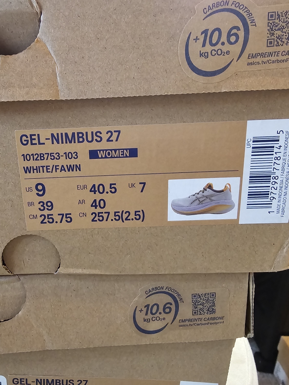 ASICS Gel-Nimbus 27 - White/Fawn - Picture 6 of 6
